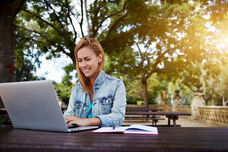 Student Studying outside